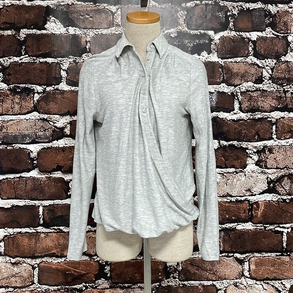 Banana Republic Shirt Draping Polo Long Sleeves Grey Size Small - Picture 2 of 11
